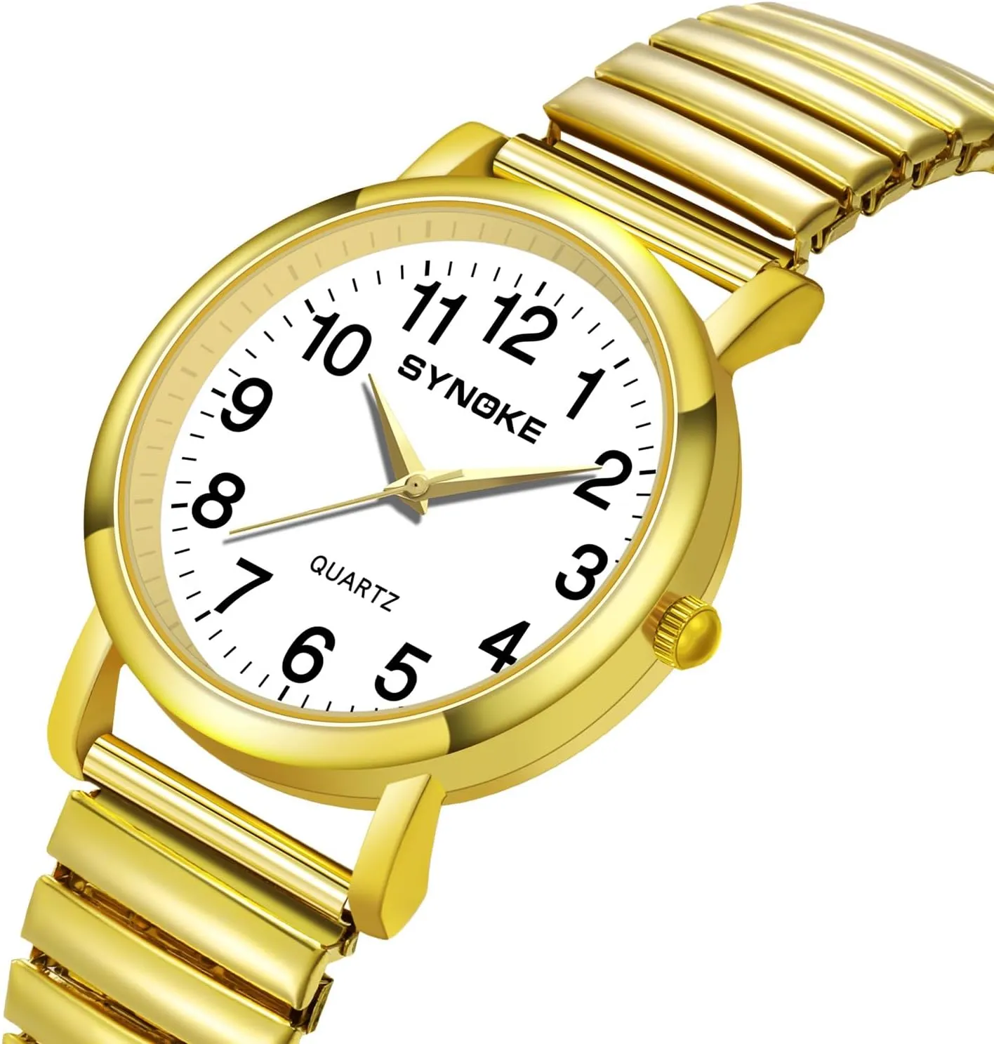 Watch for Men and Women Simple Quartz Wrist Watch with Alloy Expansion indicator compatible commodity organization fully supplement Band Big Numerals Dial Retro Watch Analog Display Gold Silver Watch Gosasa Easy to Read Casual 