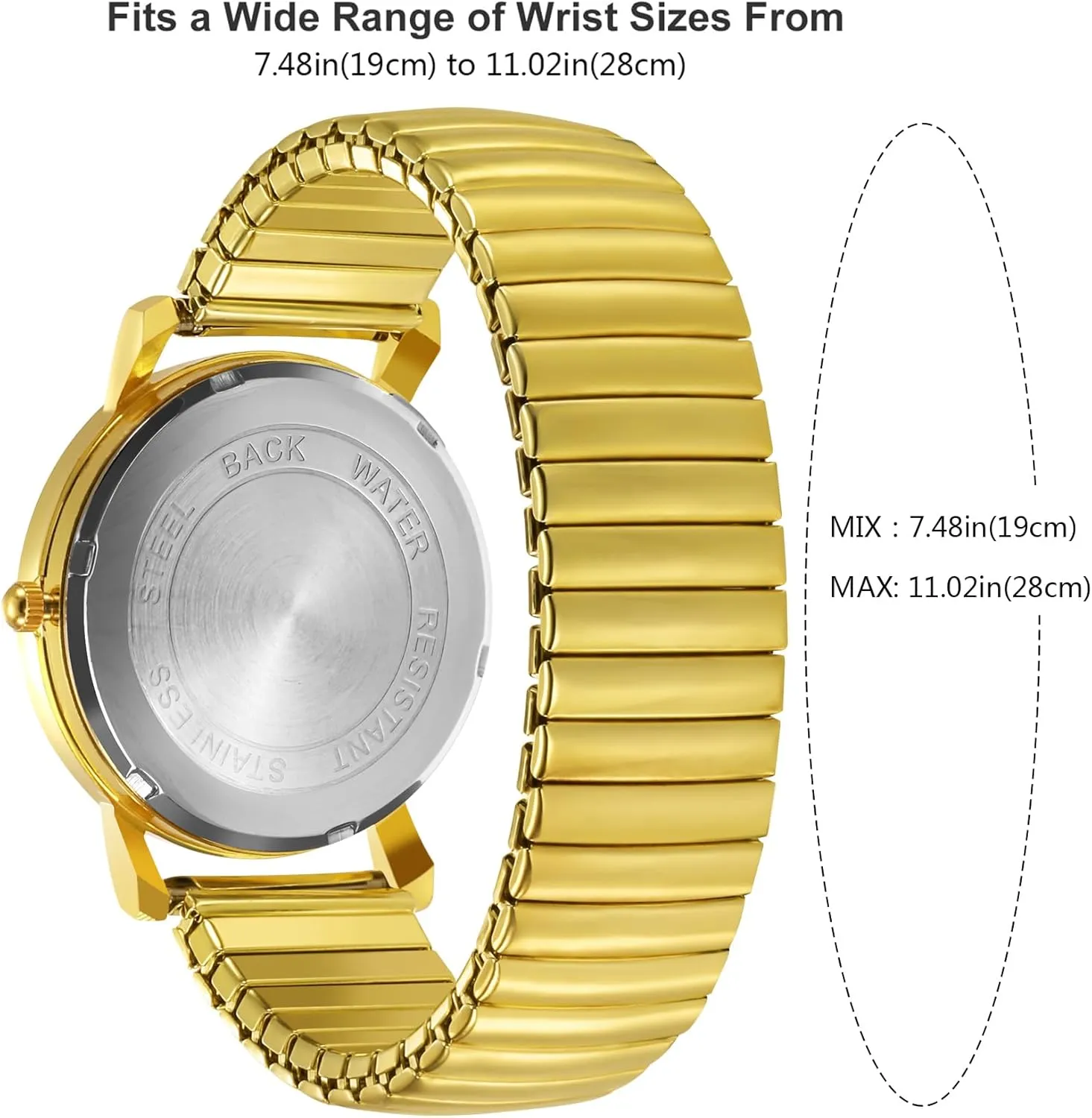Watch for Men and Women Simple Quartz Wrist Watch with Alloy Expansion indicator compatible commodity organization fully supplement Band Big Numerals Dial Retro Watch Analog Display Gold Silver Watch Gosasa Easy to Read Casual 