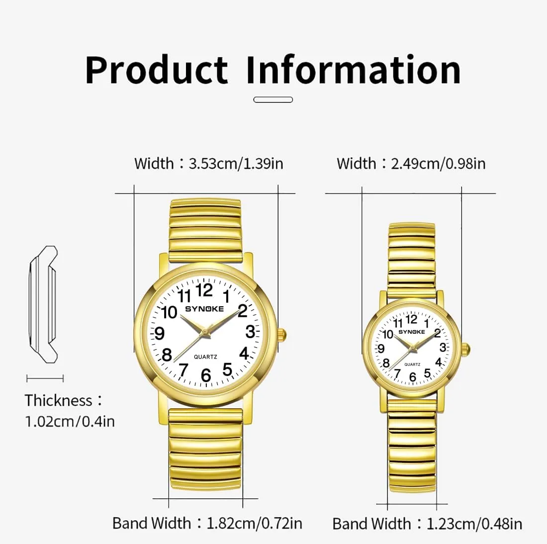 Watch for Men and Women Simple Quartz Wrist Watch with Alloy Expansion indicator compatible commodity organization fully supplement Band Big Numerals Dial Retro Watch Analog Display Gold Silver Watch Gosasa Easy to Read Casual 