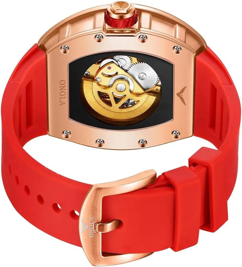 Watch for Men Unique Hollow Out pursuit infrastructure Dial Waterproof Silicone Strap Wristwatch Luxury Fashion Full Diamond Automatic Mechanical 