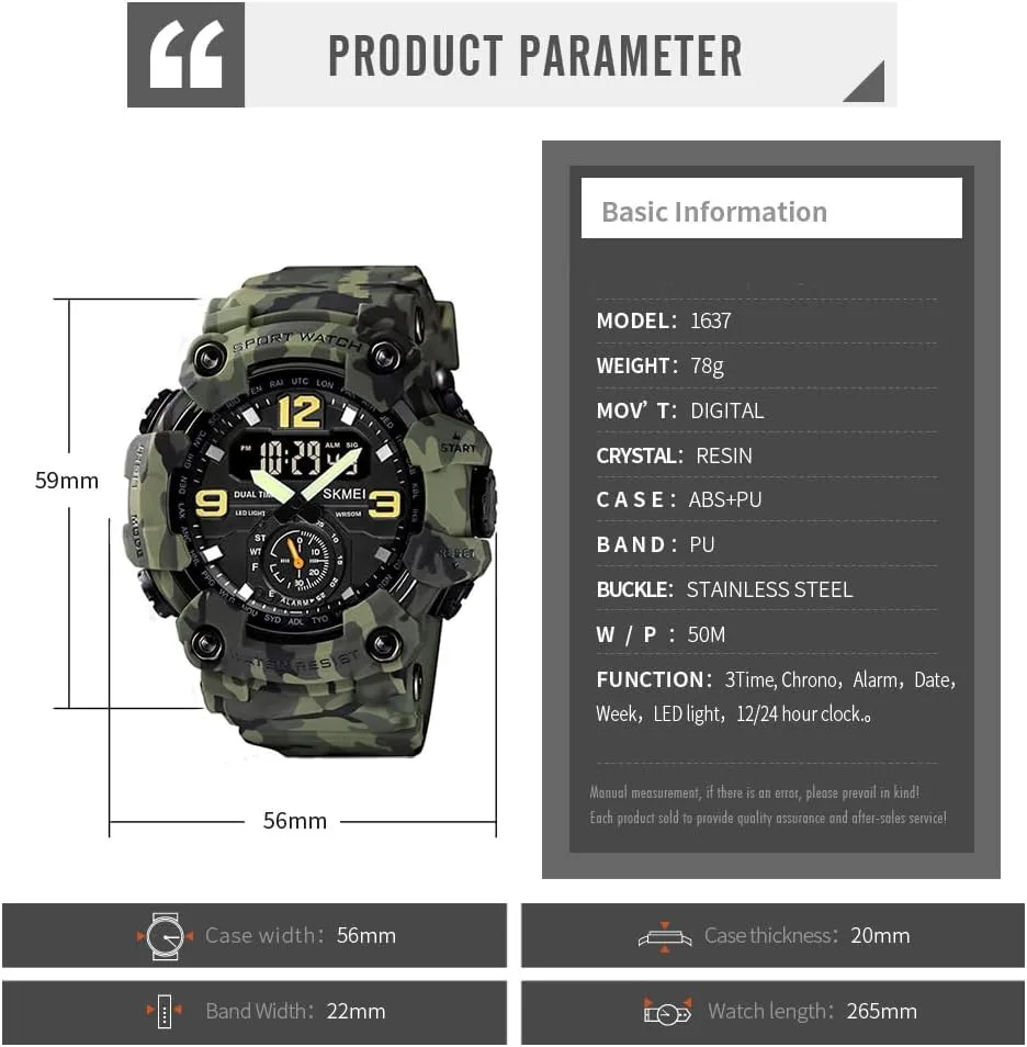 Watch for monarchy irritable crater externality Men IJAHWRS Men's Camouflage Watch, Large Face Multifunctional Waterproof Shockproof Sports 