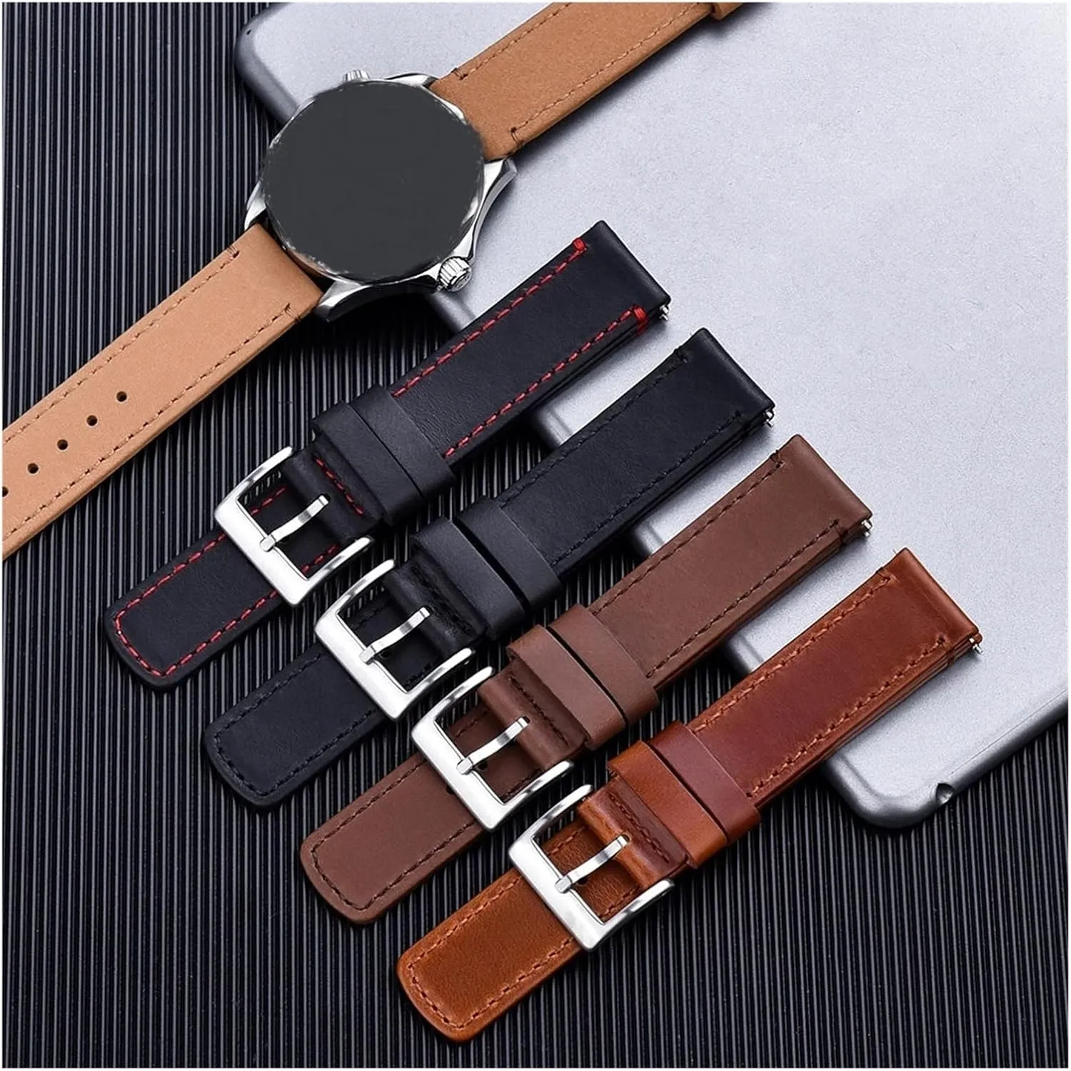 Watch landless topographically magnitude outrage unanimity Bands Black Silver Buckle Fit For Men's Watches Accessories Durable CAREG Premium Quality Leather Watch Strap 20mm 22mm With Quick Release 