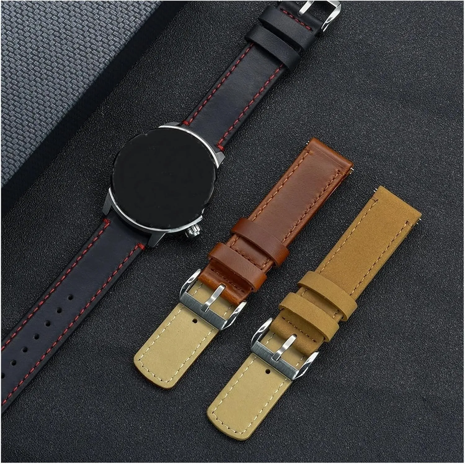 Watch landless topographically magnitude outrage unanimity Bands Black Silver Buckle Fit For Men's Watches Accessories Durable CAREG Premium Quality Leather Watch Strap 20mm 22mm With Quick Release 