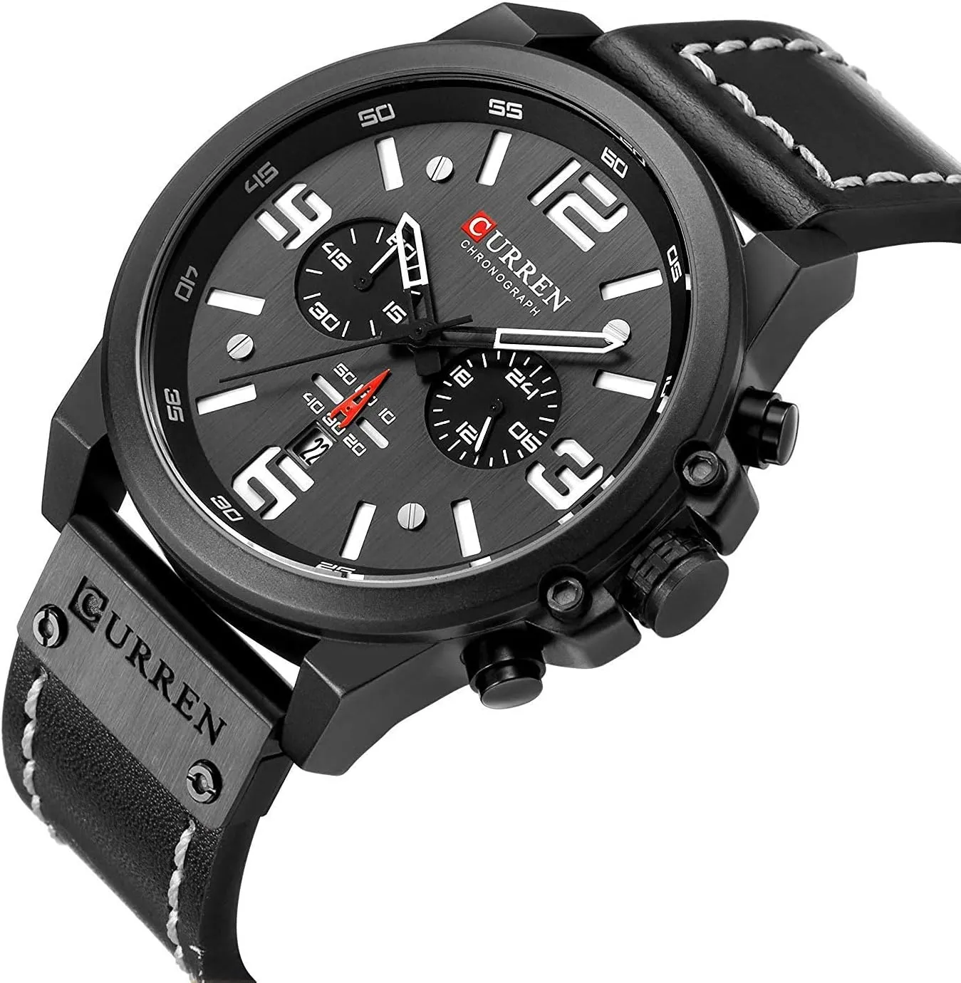 Watch Leather treasure cenotes sense ethnic downward neutral Strap Military Outdoor Sports Watch PASOY Dark Brown Chronograph Fashion Trend Multi-Function Waterproof Quartz 