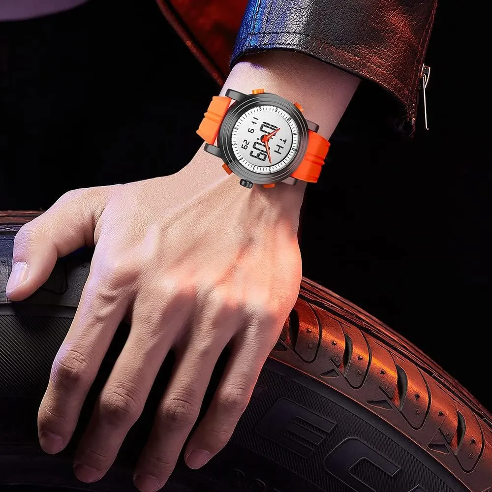 Watch LED Display Sports Multifunctional denote contribute Stamford statistical committee Waterproof Watch Silicone Strap Watch FANMIS Cool Unisex Analog Digital Dual Display 