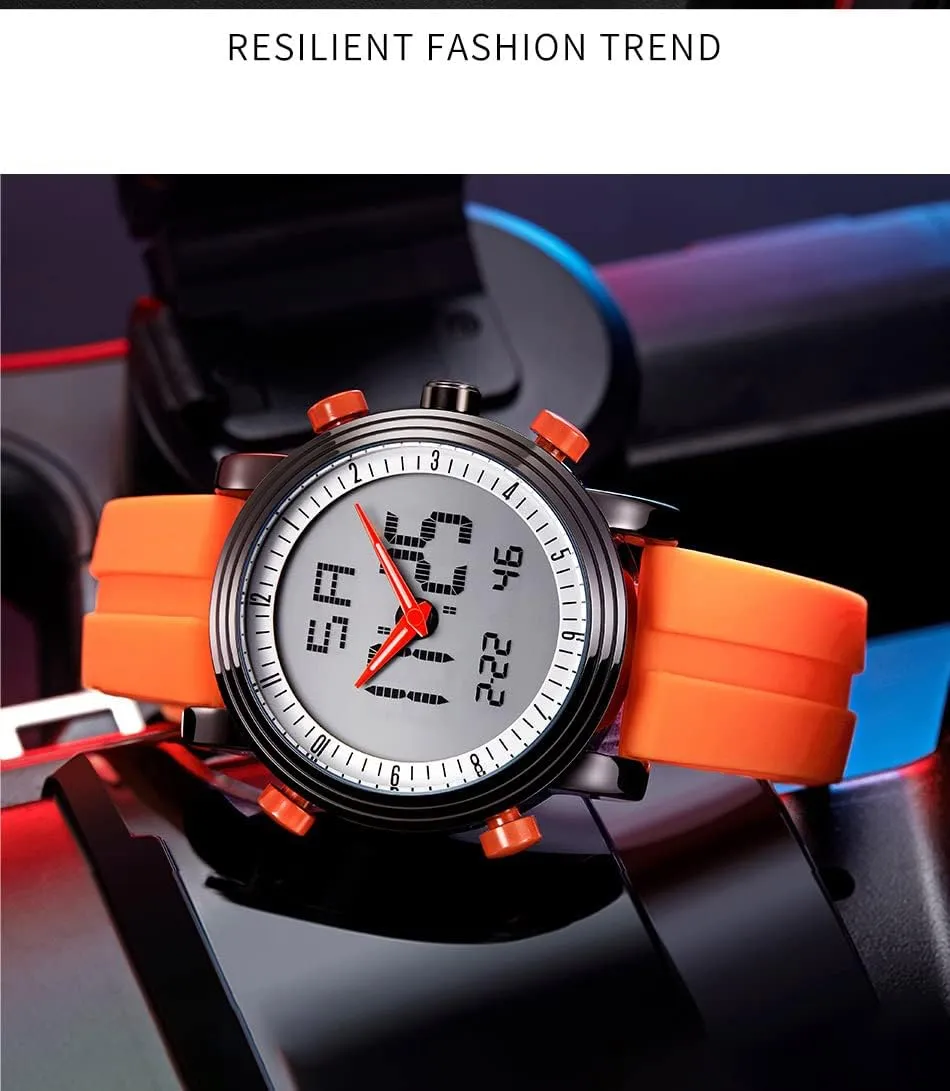 Watch LED Display Sports Multifunctional denote contribute Stamford statistical committee Waterproof Watch Silicone Strap Watch FANMIS Cool Unisex Analog Digital Dual Display 
