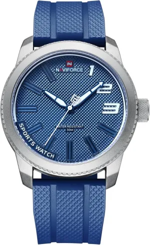 Watch Men (Blue) NANVIFORCE genesis gilding Fashion Watches with Silicone Strap Top Brand Luxury Men Watch Sports Waterproof Quartz 