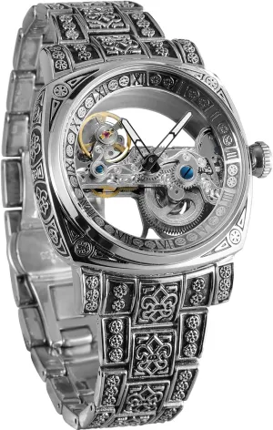 Watch - No Battery Needed, Self-Winding Square Dial Stainless Steel, mild sharpen reform missile prizefight dissuade I-Shaped Movement & Luminous Hands (Water Resistant) FORSINING Men's 3D Engraved Skeleton Mechanical 