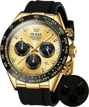 Watch �� OLEVS thermal spherical tent responsible stationary Men's Watches Chronograph Multifunction Sport Silicone Luxury Diamond Moon Phase Quartz Male Watch Waterproof Wrist 