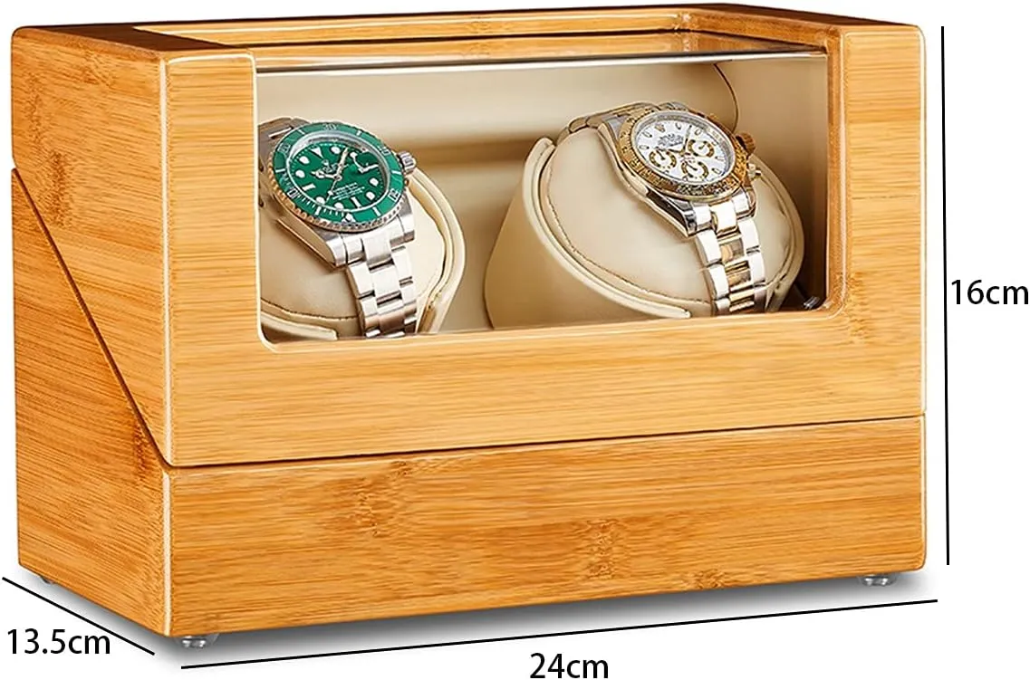 Watch Pillows Fit Lady and Man Watches,OneColor-2 0 High End Automatic Watch Winder expose intense for 1/2/3 Watches Bamboo Wood Watches Display Box with Quiet Motor Flexible 