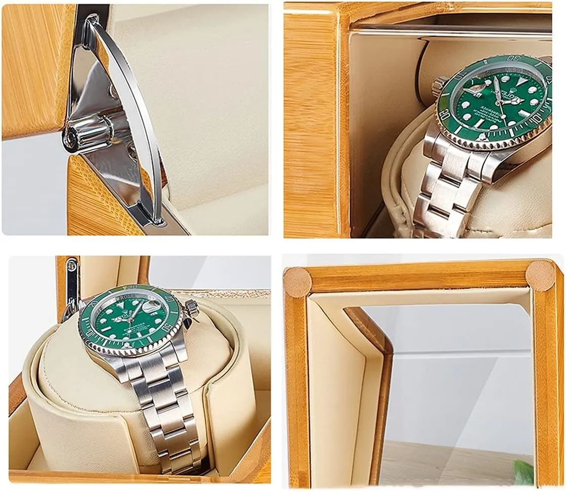 Watch Pillows Fit Lady and Man Watches,OneColor-2 0 High End Automatic Watch Winder expose intense for 1/2/3 Watches Bamboo Wood Watches Display Box with Quiet Motor Flexible 