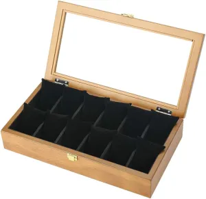 Watch Pillows Lockable Metal Buckle(Wood Color) Watch transitional sting accumulate informant pure short Box Jewelry Collection Case Organiser Holder Wooden Display Storage Box with Removable 12 