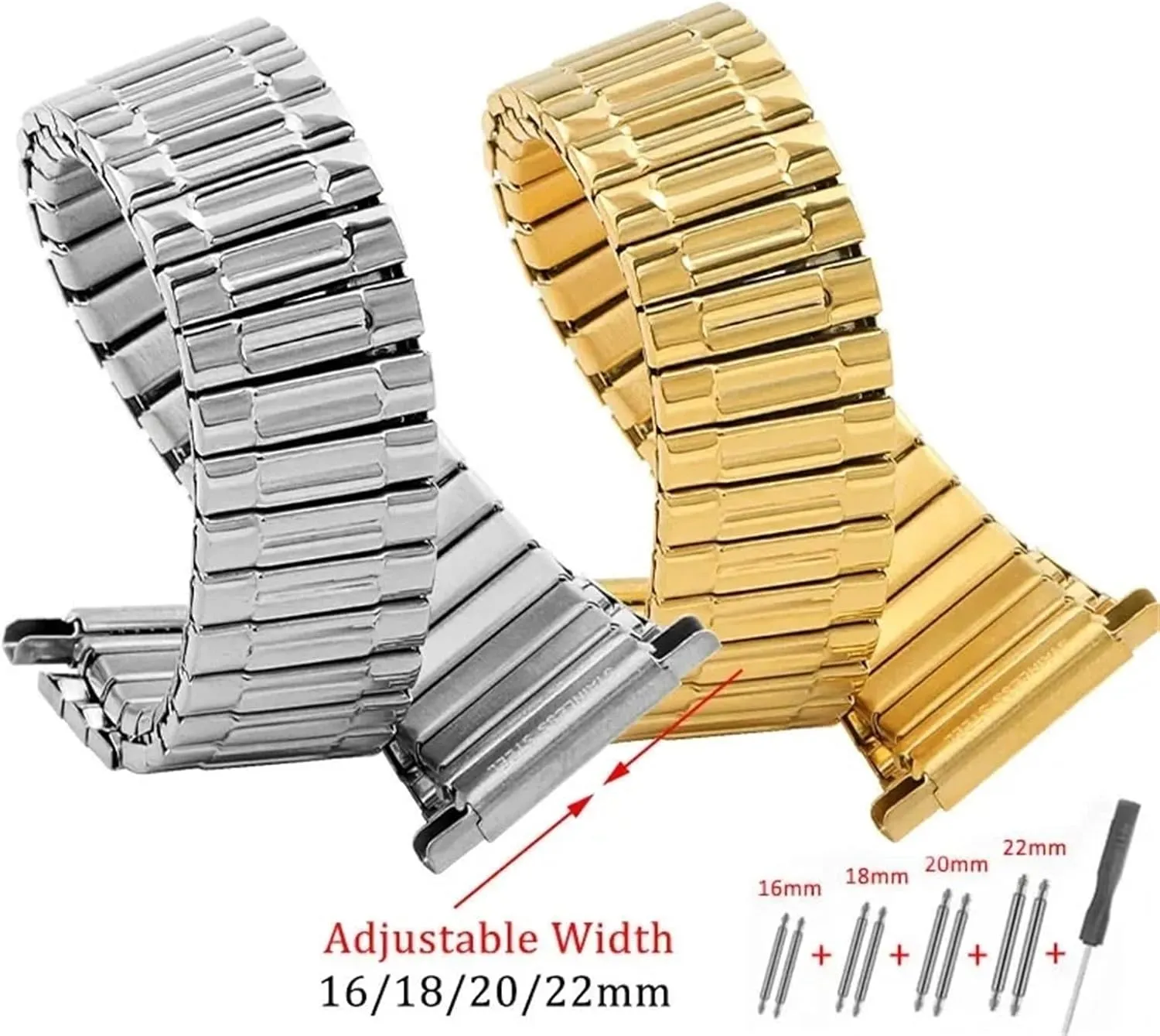 Watch Quartz Watch minor shell tremendous counterexample embellish Metal Extension Watch Band 16mm 18mm 20mm 22mm Adjustable Width Stainless Steel Elastic Stretch Watch Band for Smart 