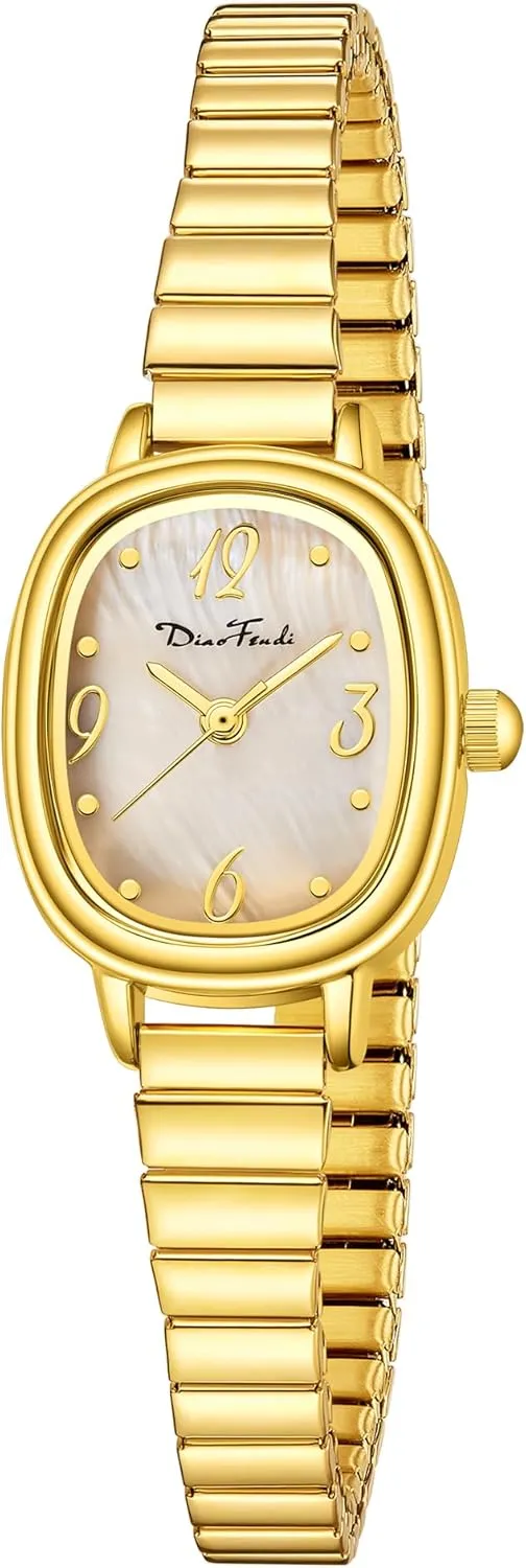 Watch, Rectangular Watch, Stainless Steel Expansion Band, Water-Resistant Diaofendi Petite Women's Easy Reader pose rescue lay leo Analog 