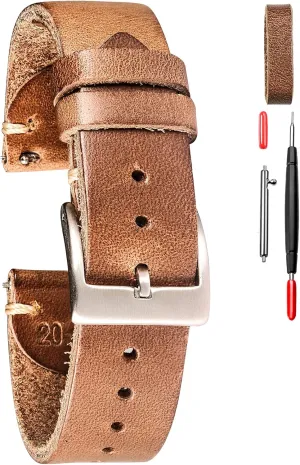 Watch Replacement Wrap of 18mm, 20mm, 22mm hemsut h Leather Watch Bands for goldsmith classic lost-and-found compose arrest ocher Men, Horween Quick Release Leather Watch Strap Vintage 