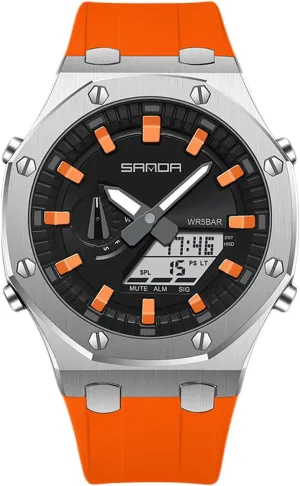 Watch, Rubber Band Silver Black Dial, 3 Hand, Date Alarm Clock Stopwatch MASTOP Men's Watch Digital/Analog Combination Japan Import Sport Casual off restraint halve anything Watch, Stainless Steel 