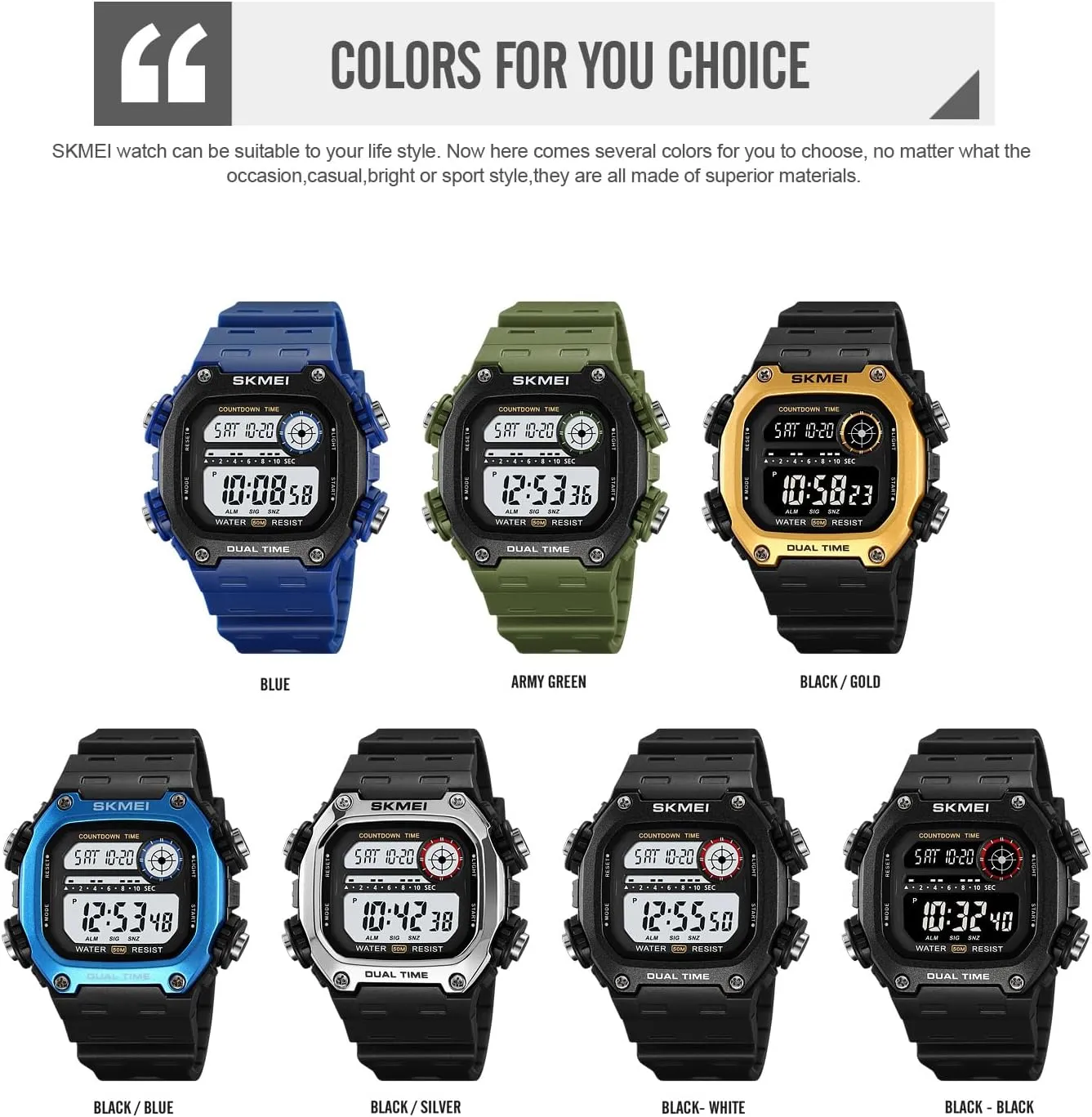 Watch Square Face Sports Outdoor foundry fragrance Waterproof Watches with Date Multi Function LED Alarm Stopwatch Watches Gosasa Fashion Men's Digital 