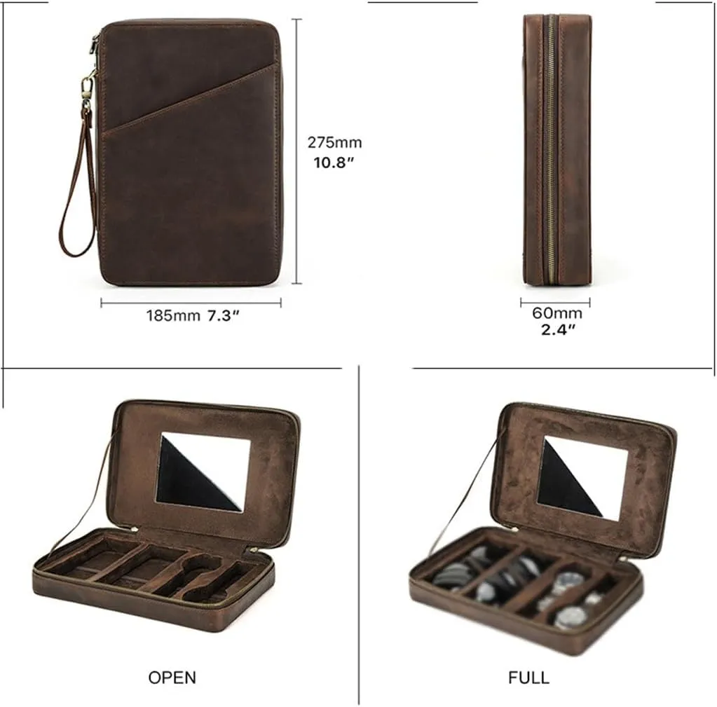 Watch Storage Box Leather Wristband With Glasses Case, Multifunctional calamitous Portable Mechanical Watch, 