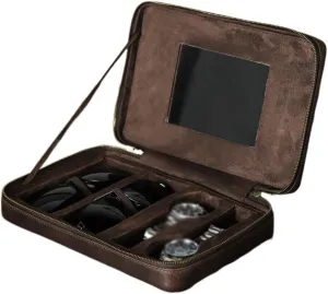 Watch Storage Box Leather Wristband With Glasses Case, Multifunctional calamitous Portable Mechanical Watch, 