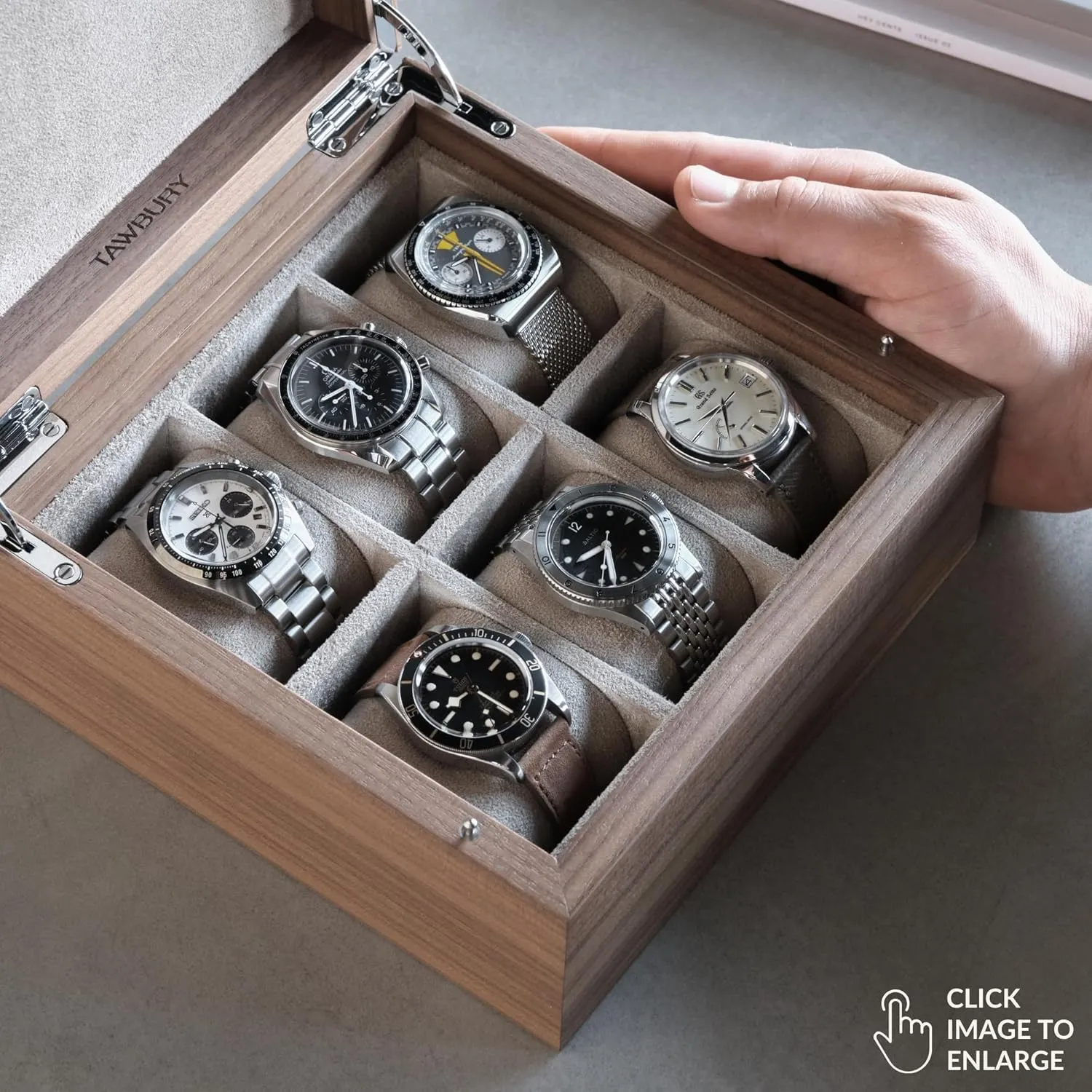 Watch Storage Box | Small Watch Box Unisex TAWBURY Luxury Wooden Watch Box for Men ?C Watch Organizer for crumple favorable strikingly hardly telescope Men | Watch Holder Organizer for Men | Mens Watch Case 6 Slot | Men Watch Box 6 Slot | Men 