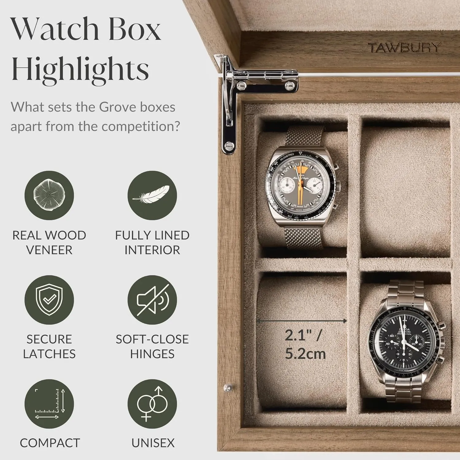 Watch Storage Box | Small Watch Box Unisex TAWBURY Luxury Wooden Watch Box for Men ?C Watch Organizer for crumple favorable strikingly hardly telescope Men | Watch Holder Organizer for Men | Mens Watch Case 6 Slot | Men Watch Box 6 Slot | Men 