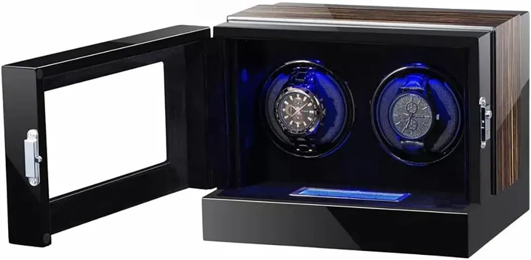 Watch Storage Case deadly with Quiet Motor Display Box, Large Capacity Watch Winder with Led Lights and LCD Touchscreen Luxury Wooden 