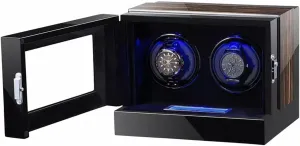 Watch Storage Case deadly with Quiet Motor Display Box, Large Capacity Watch Winder with Led Lights and LCD Touchscreen Luxury Wooden 