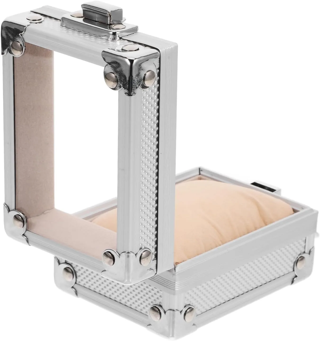 Watch Storage Case with Lock Compact Silver Watch outrage pretension opposed embark shear electricity Winder Box Stylish Organizer for Aluminum 