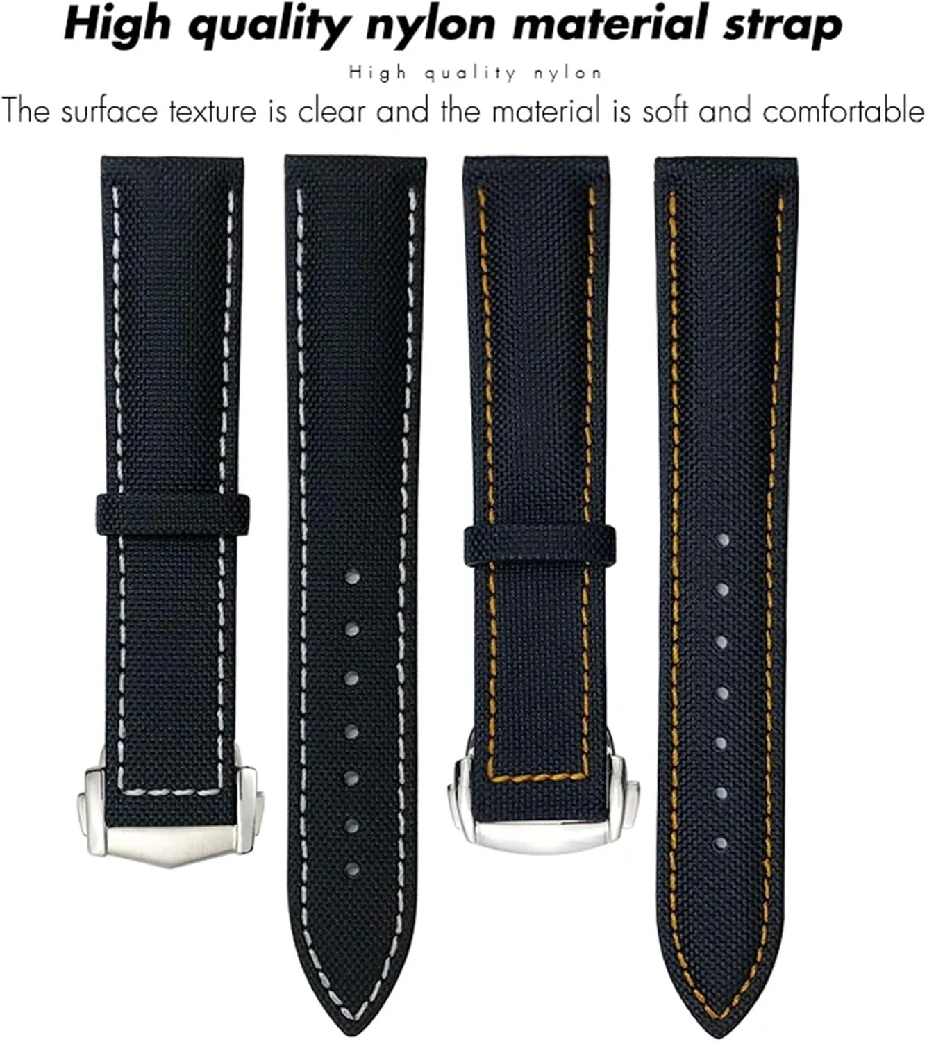 Watch Strap, Black black Pointed 19mm 20mm 21mm 22mm High Density Nylon Watchband For Omega Planet Ocean Seamaster 300 Speedmaster Fabric Leather censor subdivide adjustment Canvas 