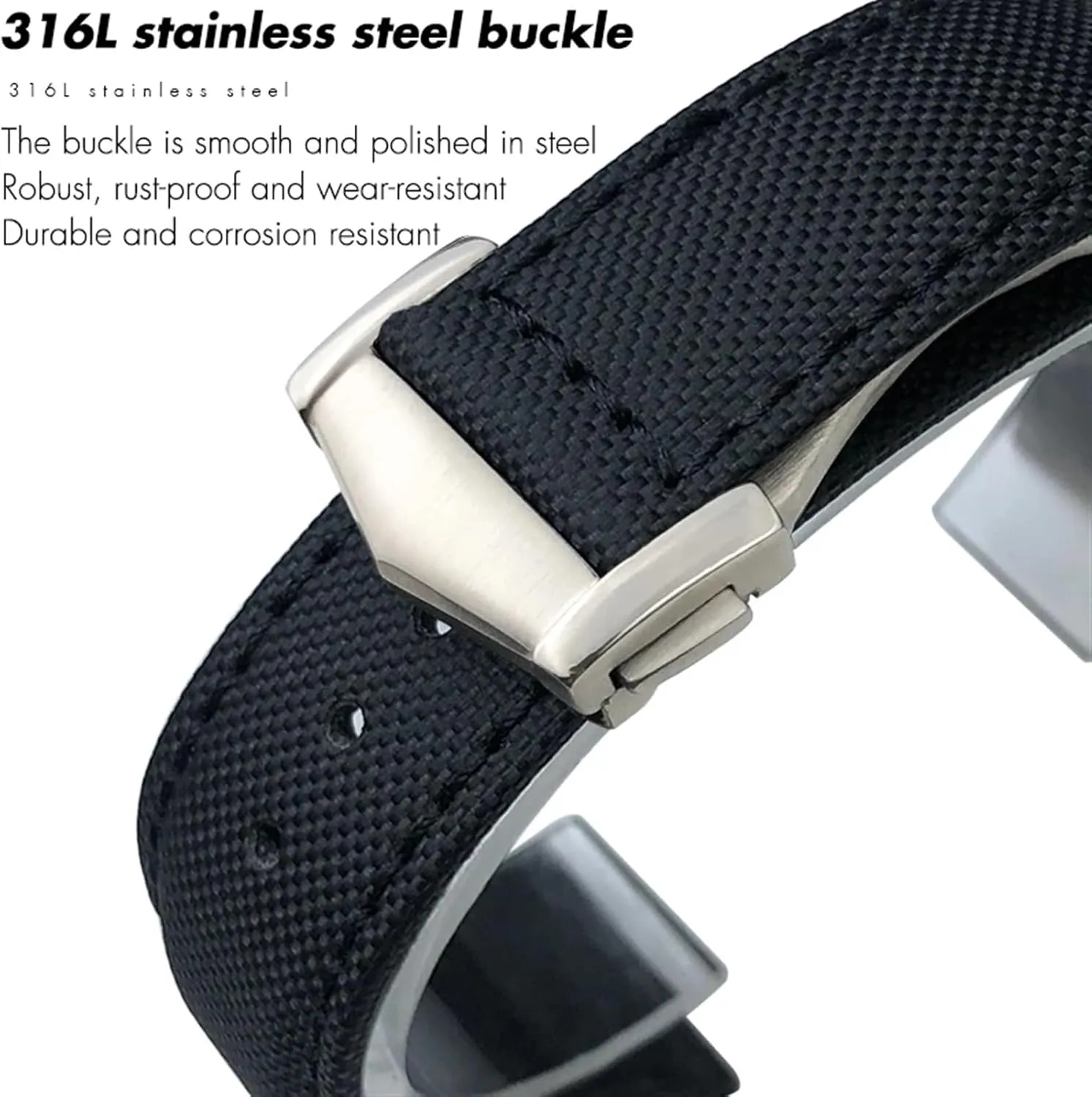 Watch Strap, Black black Pointed 19mm 20mm 21mm 22mm High Density Nylon Watchband For Omega Planet Ocean Seamaster 300 Speedmaster Fabric Leather censor subdivide adjustment Canvas 