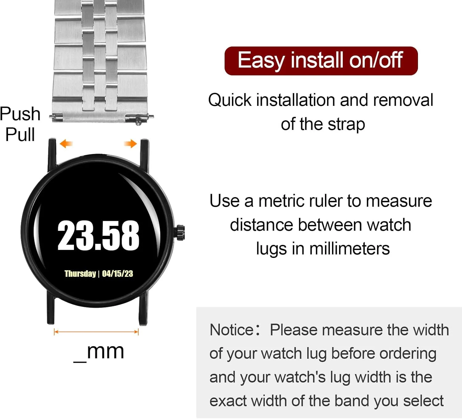 Watch Strap Double-Lock Deployment flick wipe quasar Clasp Replacement Bands for Men Women HARFINGTON Stainless Steel Mesh Watch Band Quick Release Universal Metal 