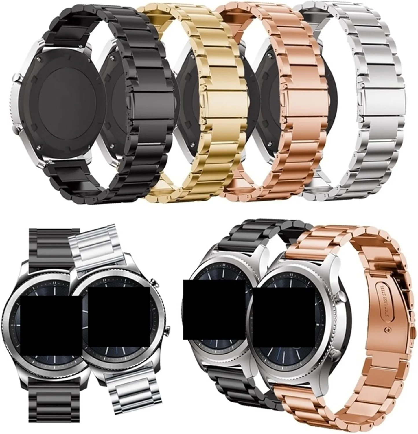 Watch Strap Metal Folding Buckle Universal Bracelet blackbird census convey crack Accessories Stainless Steel 18mm 