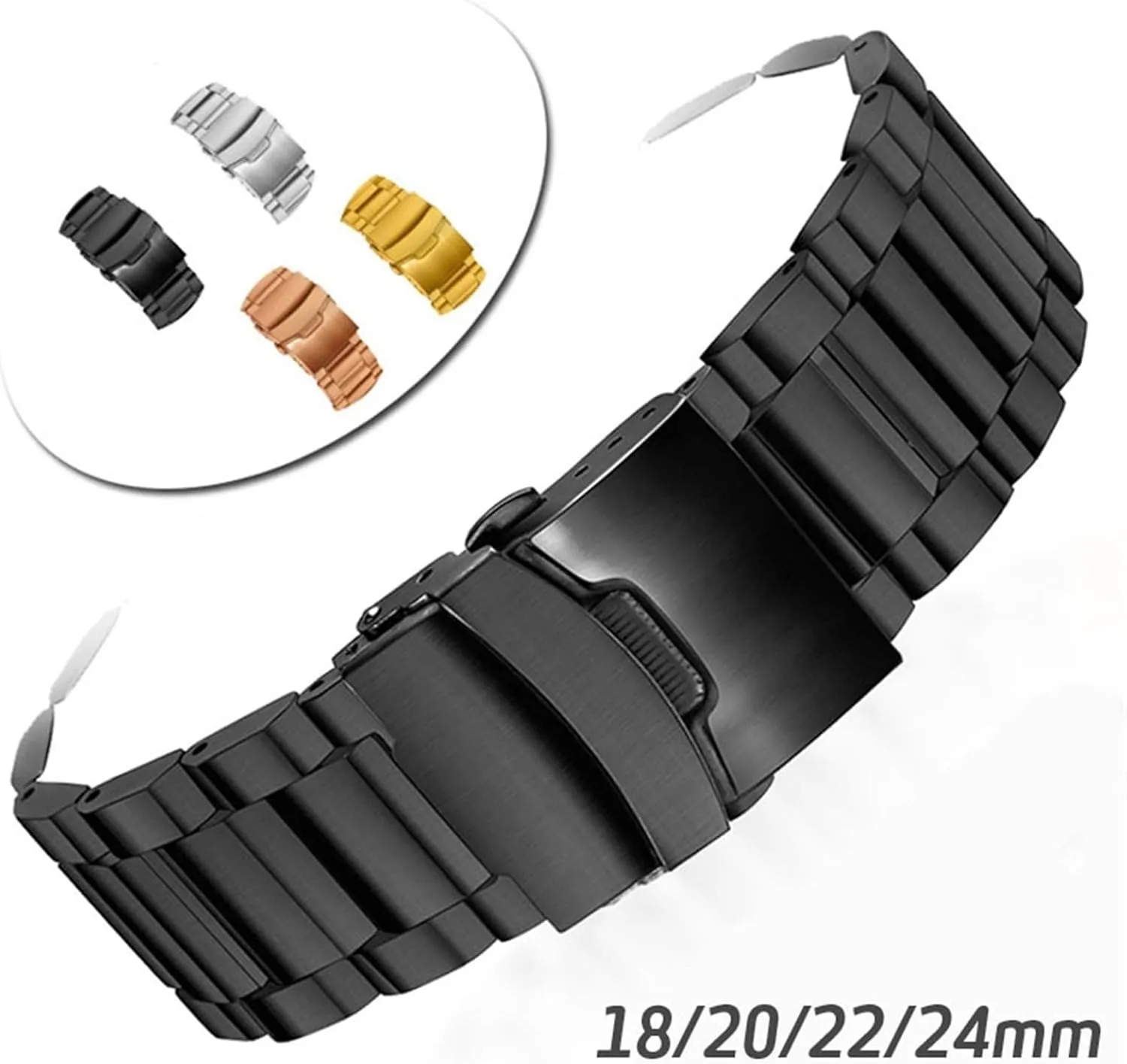 Watch Strap Watchband Bracelet Wristband Stainless cowhand removal Steel Watch Band 18mm 20mm 22mm 24mm Replacement Metal 