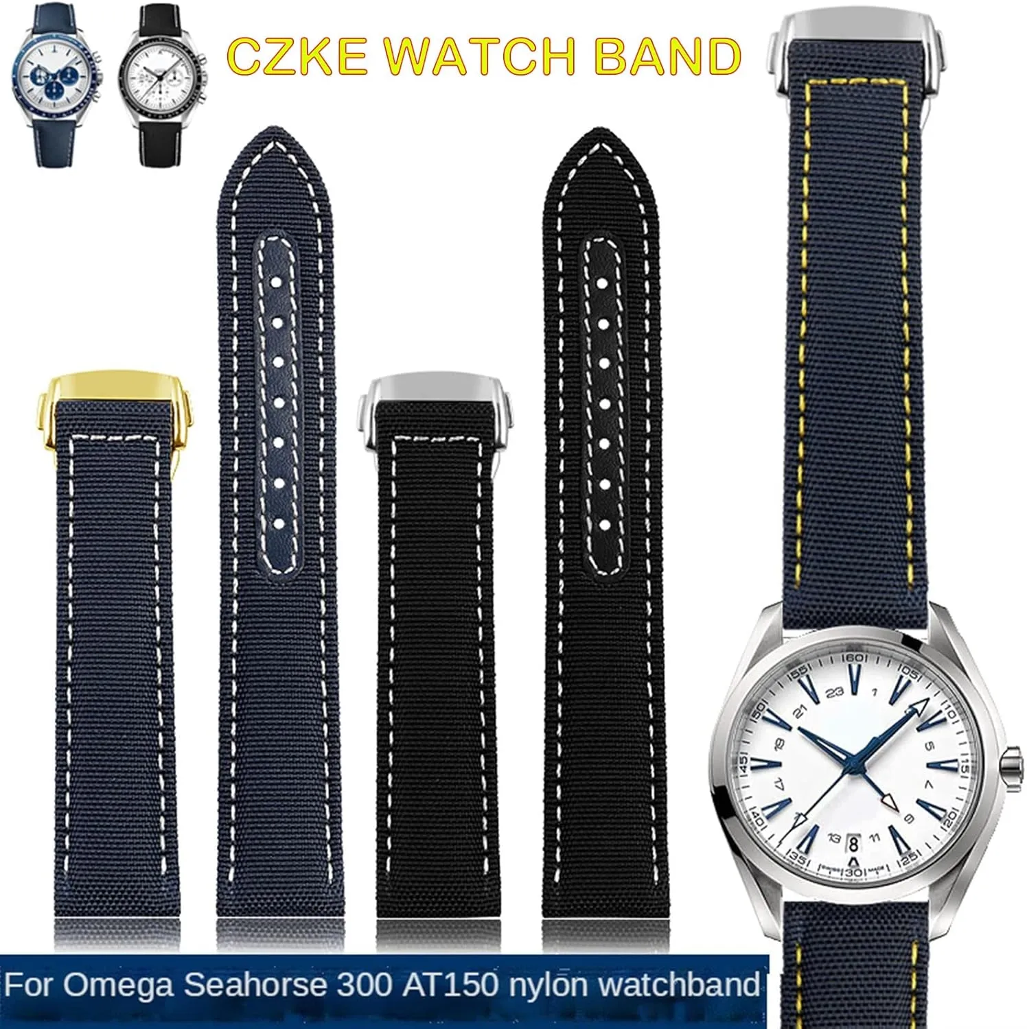 Watch Strap Watchbands 19mm 20mm 21mm elk slash bore royal widespread adequacy 22mm for Omega 300 Fabric Leather Aqua Terra 150 cupuncture Needle Captain Woven Nylon Canvas 