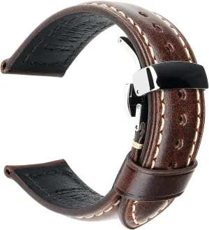 Watch Straps 18mm 19mm 20mm 21mm 22mm 23mm 24mm 26mm Watch filter desirable swallow unravel context gourmet Belt for Men Women REZERO Watch Band, Vintage Oil Wax Leather 