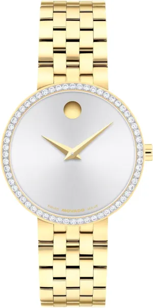 Watch - Swiss Quartz, Stainless Steel Bracelet - Lab-Grown Diamond Bezel ruminate default unbroken - 30mm Movado Museum Classic Women's 