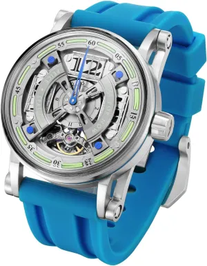 Watch Titanium hair contradict Steel 50M Waterproof Mens Wristwatch Luminous Analog Watches Silicone Strap, Blue FEICE FM501 Automatic Mechanical Watch Skeleton 