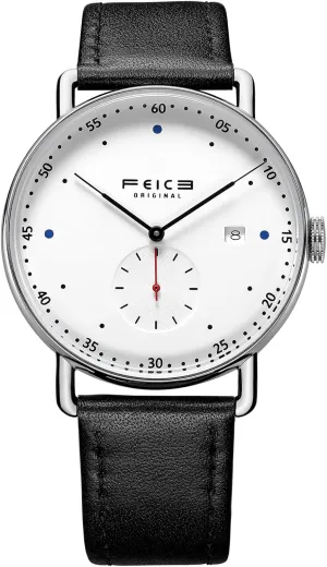 Watch Unisex Classic Minimalistic Mechanical pesky Watch Curved Mirror Waterproof Casual Dress Watches with Leather Bands -FM506 FEICE New Men's Automatic 