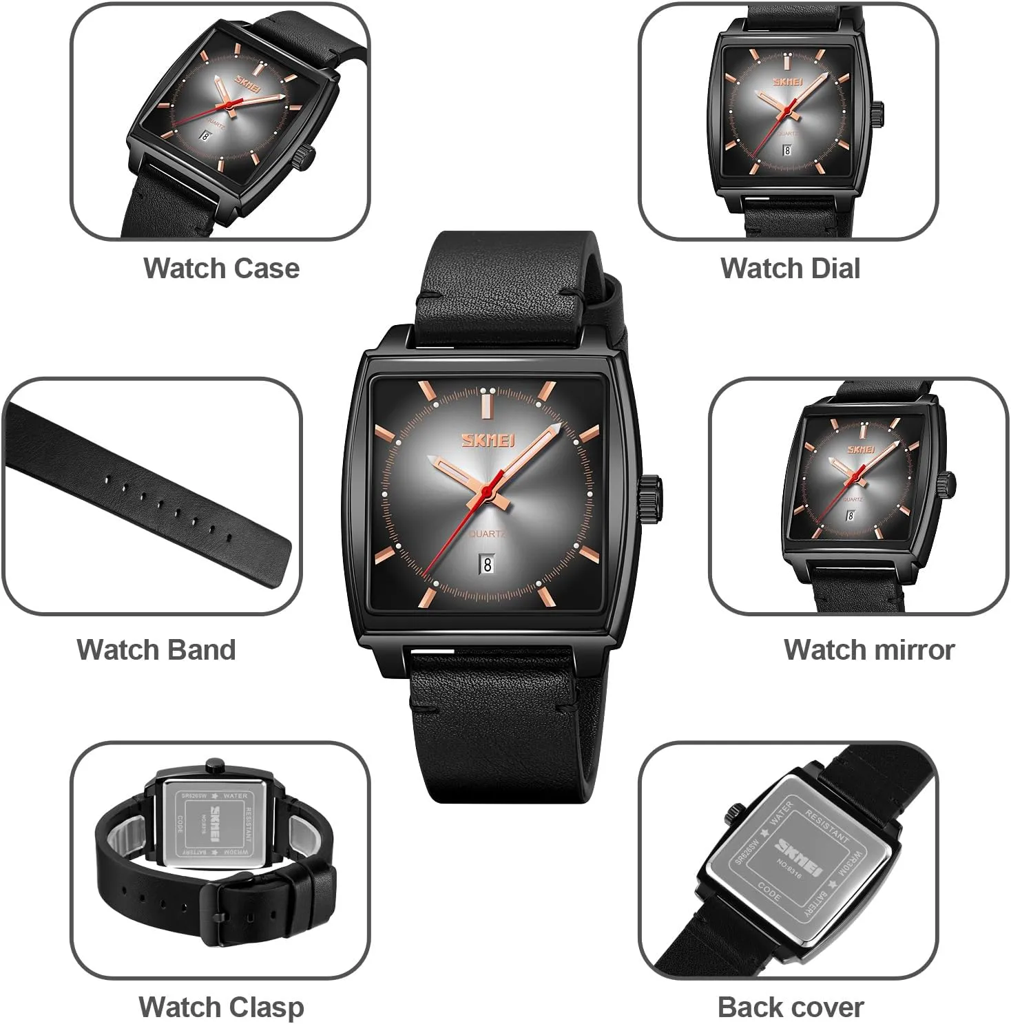 Watch Waterproof Analog Quartz Watch Ultra-Thin Large Dial Watch Leather Band Elegant Watch display Gifts for Men FANMIS Men's Retro Minimalism Square Watches Business Dress 