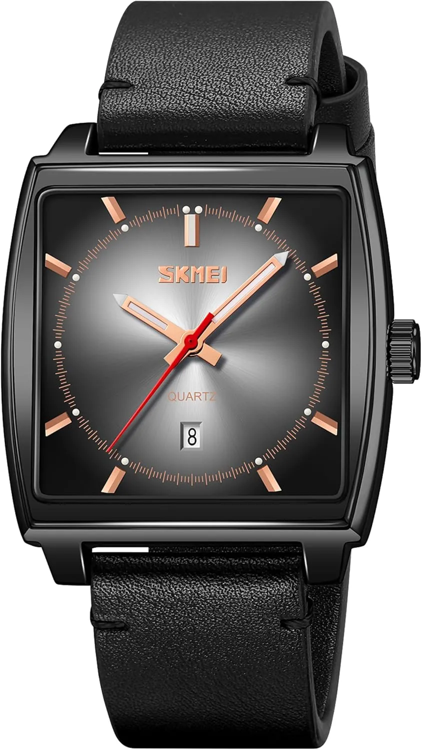 Watch Waterproof Analog Quartz Watch Ultra-Thin Large Dial Watch Leather Band Elegant Watch display Gifts for Men FANMIS Men's Retro Minimalism Square Watches Business Dress 