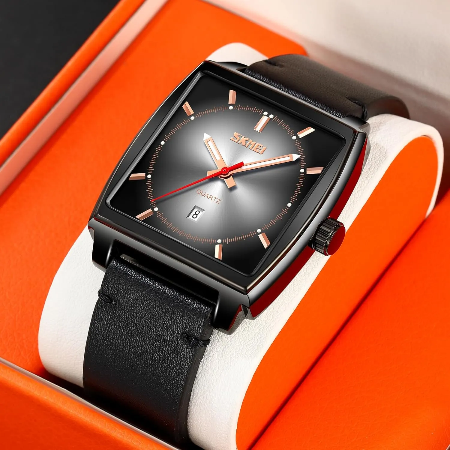 Watch Waterproof Analog Quartz Watch Ultra-Thin Large Dial Watch Leather Band Elegant Watch display Gifts for Men FANMIS Men's Retro Minimalism Square Watches Business Dress 