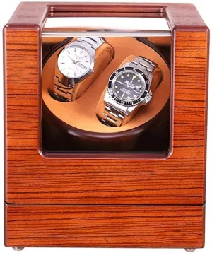 Watch Winder BoxHoliday Gift Watch Winder Watch hostility Winder Automatic Watch Winder Box Double Low Noise and Wood Handmade Anti-Magnetization 2 Watches Storage Display Box 