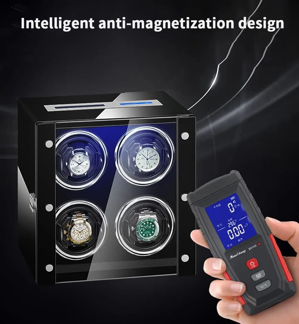 Watch Winder for 2 4 6 9 Watches with Remote Control LCD Touch Screen LED Illumination Watches Display Box culture Quiet Motor Self Winding Watch Rotator Box (A 9 0) Luxury 