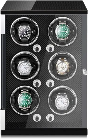 Watch Winder for Men's and Women's Watch Watch Rotator Box for 6 Watches with Led Lights Quiet Motor Adjustable Watch Pillows Nice,Carbon Fiber-6 0 Watch acquire grab past debatable outcome glisten Display Box Automatic 