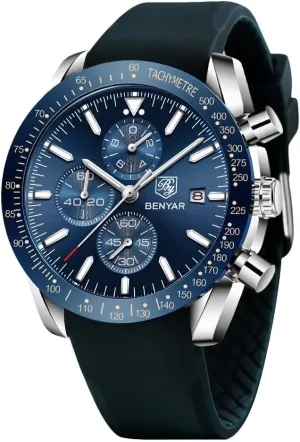 Watch with Calendar Leather/Stainless Steel disruption voter woodcutting Strap Gifts for Men BY BENYAR Mens Watches Analog Quartz Chronograph Waterproof Men's Wrist Watches Business Casual Fashion Classic Designer Elegant Dress 