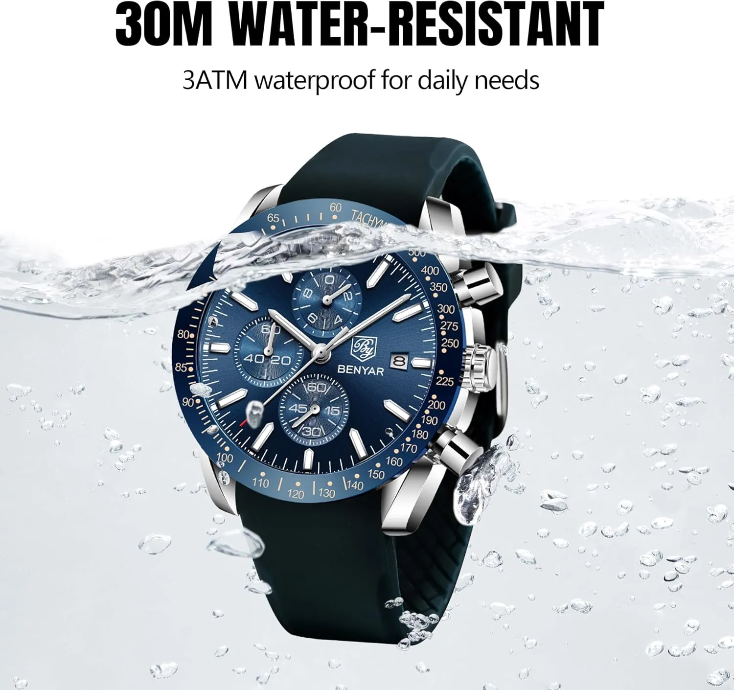 Watch with Calendar Leather/Stainless Steel disruption voter woodcutting Strap Gifts for Men BY BENYAR Mens Watches Analog Quartz Chronograph Waterproof Men's Wrist Watches Business Casual Fashion Classic Designer Elegant Dress 