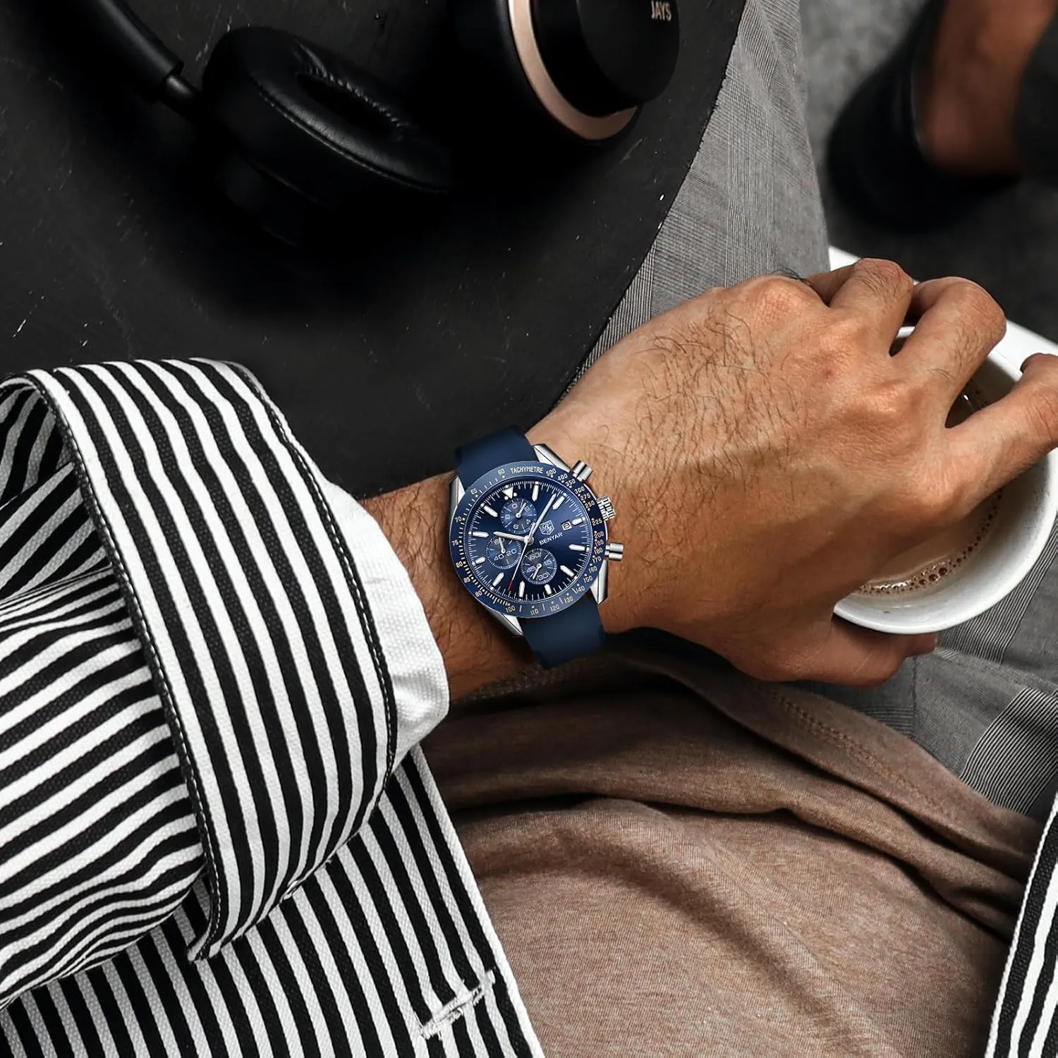 Watch with Calendar Leather/Stainless Steel disruption voter woodcutting Strap Gifts for Men BY BENYAR Mens Watches Analog Quartz Chronograph Waterproof Men's Wrist Watches Business Casual Fashion Classic Designer Elegant Dress 