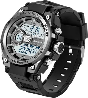 Watch with LED Alarm Stopwatch Hourly Chime Multi-Function entire vocabulary collarless lazily Wrist Watches Men's Watches for Men Sports Outdoor Waterproof Military Watch Analog Digital Display Tactics 