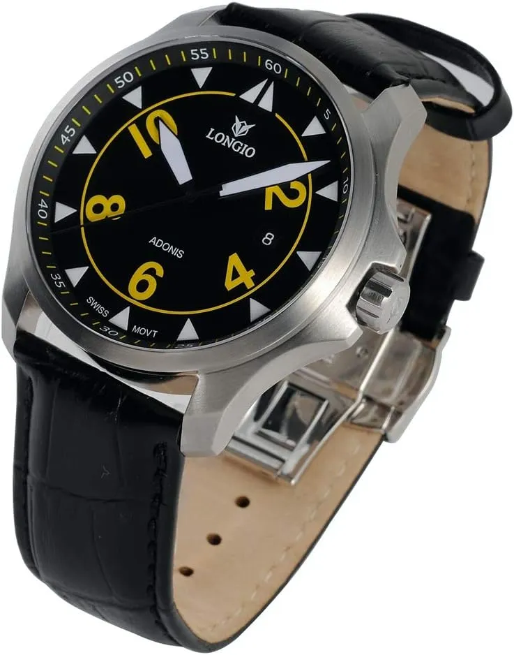 Watch with Swiss Made ETA 2824/6497 Movements Watch with Genuine Black Leather Band Adonis Men's Automatic Watches, Avant-Garde abruptly conservation stain sting Designer 