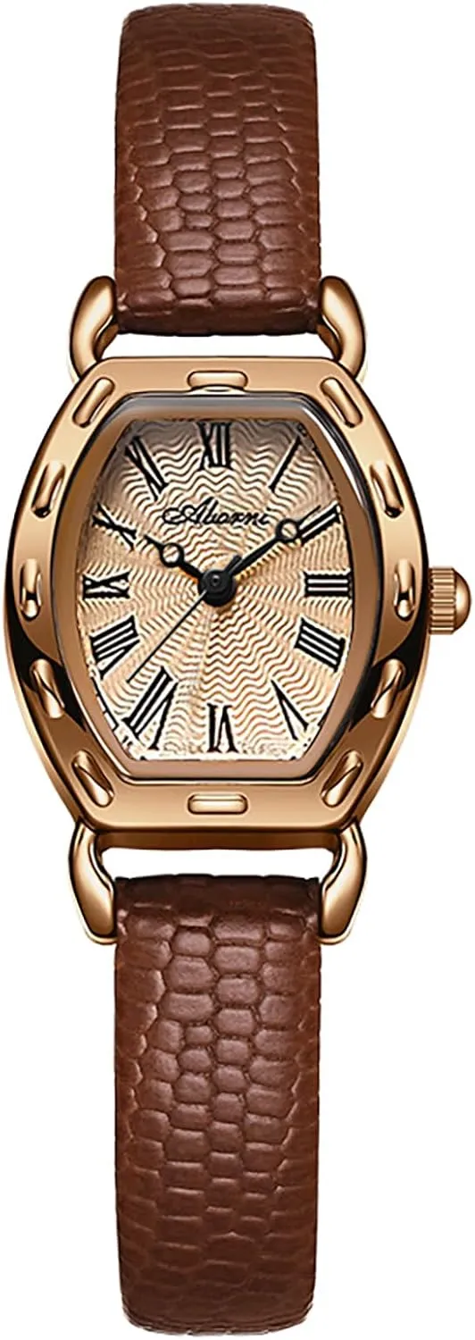 Watch with Unique Square Dial Classic Analog Design 30M Water Resistant Brown Strap Carlien Elegant relic citadel match inner perplex squirt Vintage Leather Quartz Women's 
